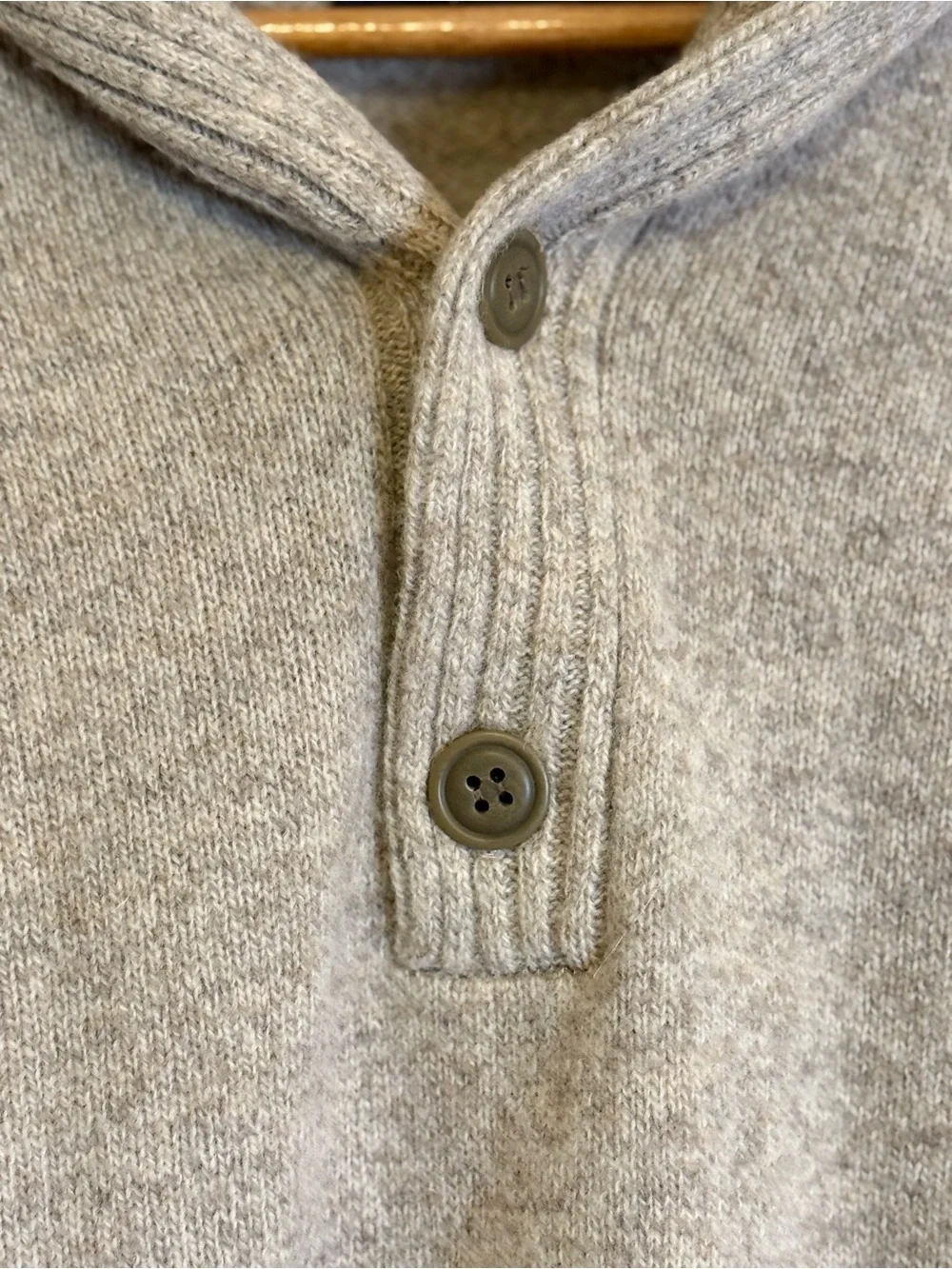 J Crew Mens L Lambswool Shawl Collar Sweater Pullover Brown Beige Knit Ribbed